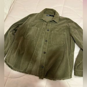 Zara green corduroy shacket
